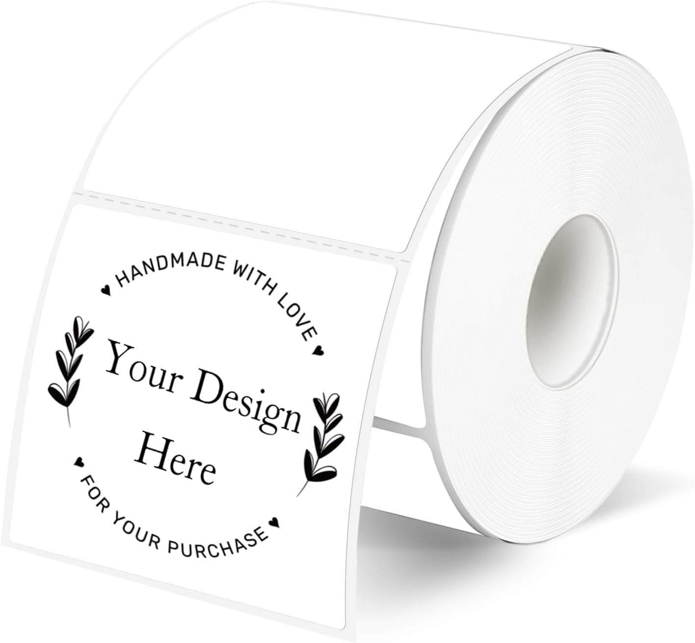 White Square Thermal Labels Stickers 2" x 2", Self-Adhesive Waterproof Square Direct Thermal Labels Stickers, Perforation Line Design