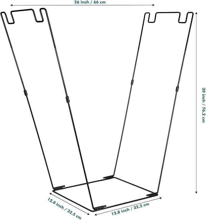 Reusable Rustproof Metal Bag Basket Holder Stand for 30-45 Gallon Garden Waste Flexible Frame Outdoor Trash Storage