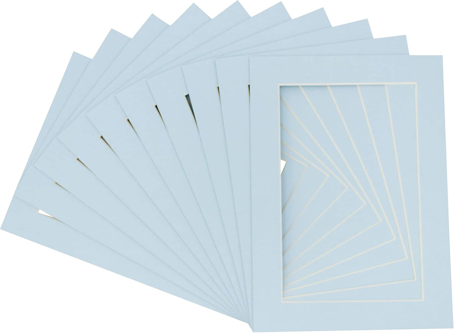 5x7 Mat for 8.5x11 Frame - Precut Mat Board Acid-Free Show Kit with Backing Board, and Clear Bags Baby Blue 5x7 Photo Matte Made to Fit a 8.5x11 Picture Frame Matboard for Framing, Pack of 10 Mats
