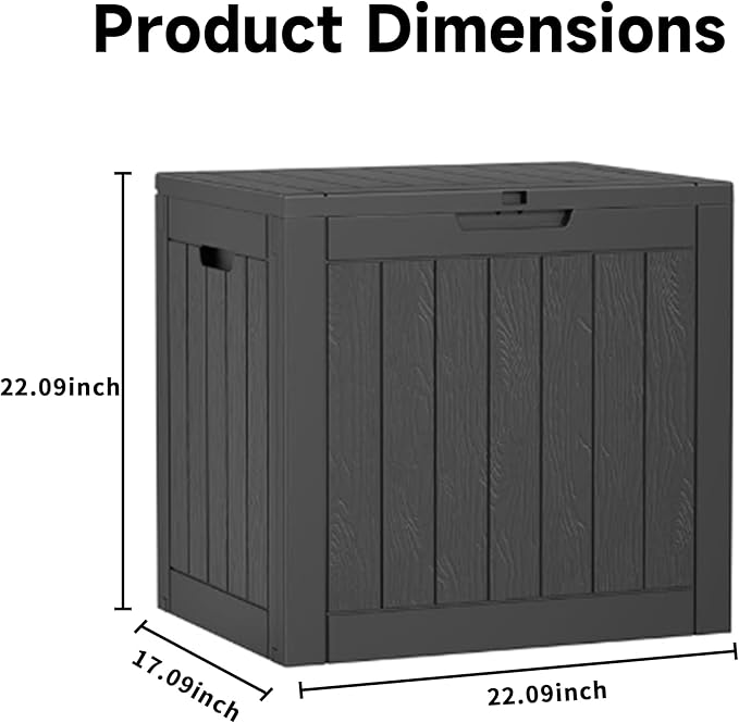 EasyUp 35 Gallon Resin Deck Box Waterproof, UV Resistant Outdoor Storage Box for Delivery, Patio, Garden,and Porch,Striped Black