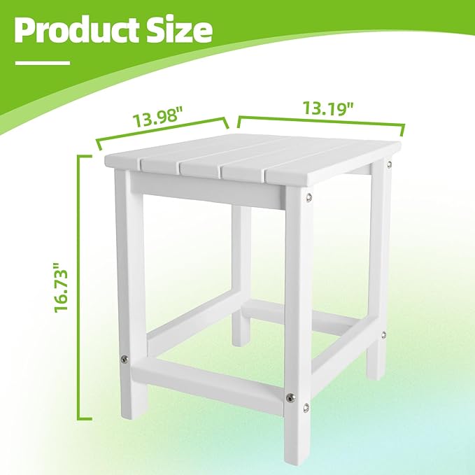 Outdoor Side Tables Adirondack, HDPE Small Table for Patio,Outside End Table for Porch, Deck, Pool, Weather Resistant/Easy Maintenance