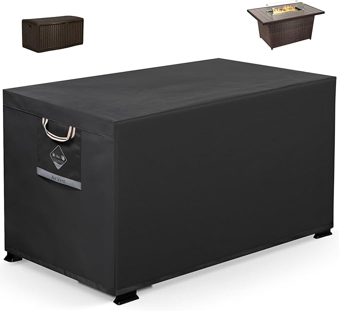 Fire Pit Cover Rectangle Super Waterproof 44" L x 34" W x 25" H, UPF 50+ Outdoor Fire Pit Table Cover 600D Strong Tear Resistant and Fading Resistant for Rectangular Fire Pit - Black