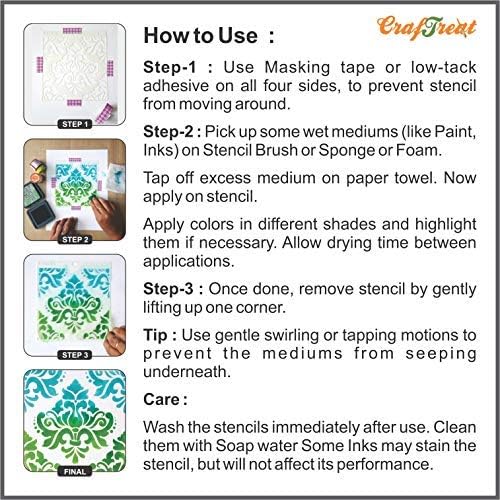 CrafTreat Reusable Texture Stencils for Crafts Vintage - Marble - Size: 6X6 Inches - Texture Pattern Stencil for Furniture Painting - Background Stencils for Painting on Concrete, Canvas