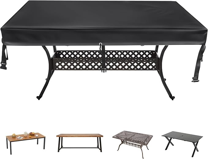 TOHONFOO Rectangular Patio Table Cover - Waterproof Anti-UV Outdoor Table Cover - Outdoor Patio Furniture Cover 85" L x 40" W x 6" H