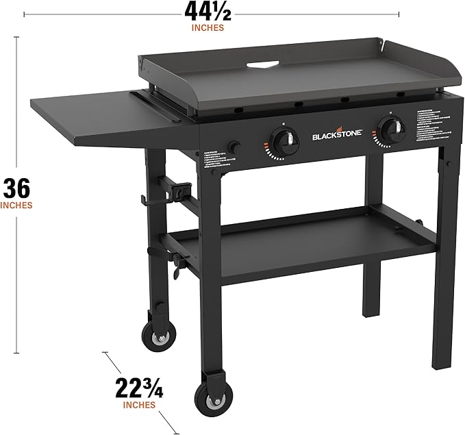 Blackstone Flat Top Gas Grill Griddle 2 Burner Propane Fuelled Rear Grease Management System, 1517, Outdoor Griddle Station for Camping, 28 inch