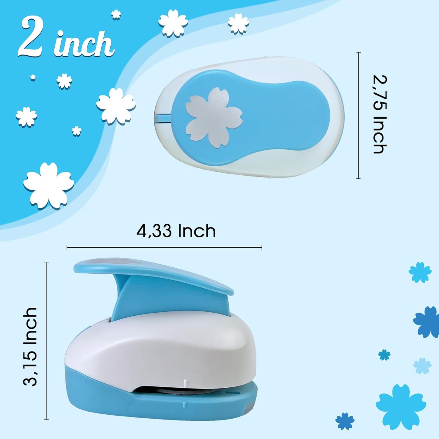 Flower Hole Punch for Paper Craft Size Out 2-Inch, Cherry Blossoms Punches, Craft Lever Punch Handmade, Tool Flower Punch for Scrapbook, Festival Cards, DIY Arts
