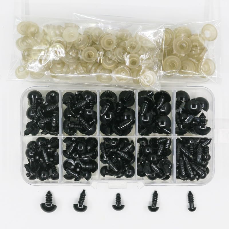 120 Pieces Locking Crochet Stitch Markers for Crocheting Knitting Clip Yarn Row Markers Tapestry Needles and 300 Pieces Safety Eyes