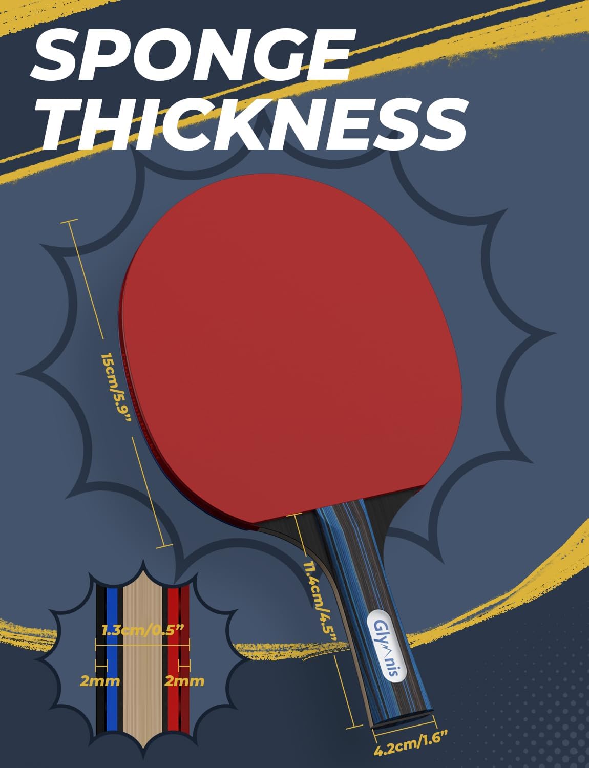 Glymnis Ping Pong Paddles Set Table Tennis Rackets with Balls, Storage Case for Indoor Outdoor Table Tennis Paddle Game Accessories