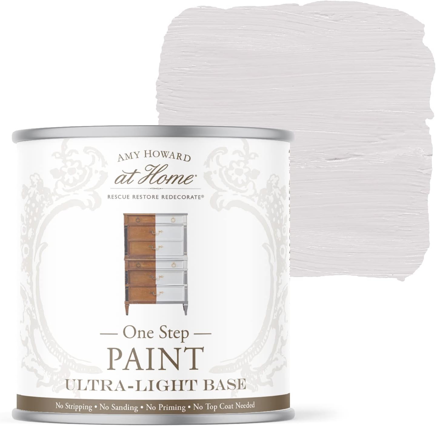 AMY HOWARD AT HOME Chalk-Based One Step Paint for Furniture, Cabinetry, Decor, Finish, and More | No Stripping, Sanding, or Priming | Ultra-Light Base | 32 Ounce | Spa White