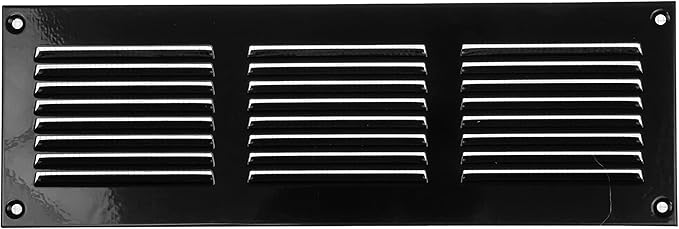 Repa Market 12x4 Inch Air Vent Cover/Black Galvanized Steel Louvered Grill Cover with Mesh Screen/Wall or Ceiling Vent/Durable Flush Mount HVAC Register for Indoor and Outdoor Ventilation