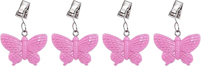 TwoFish Home Set of 4 Pink Butterfly Tablecloth Weights Clips Pink Butterfly Handicraft Tablecloth Clamps Pack of 4