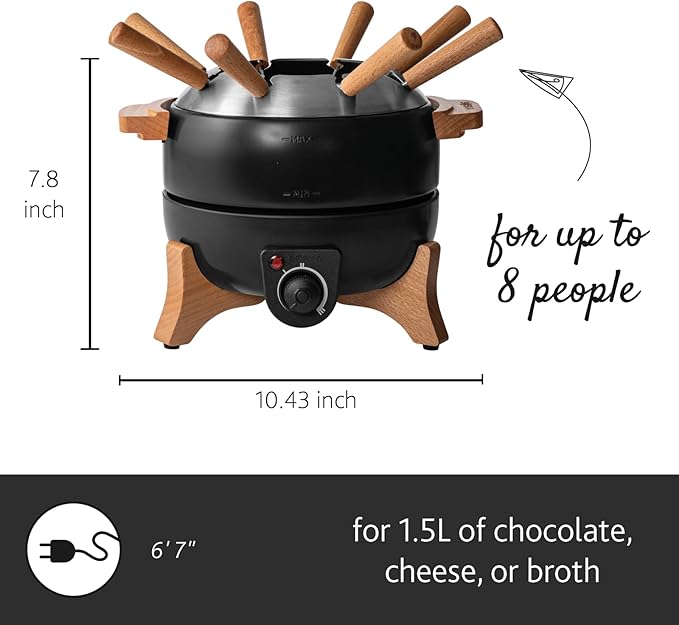 Boska Electric Fondue Set Party 2.3 L - Electric Fondue - For Cheese Fondue, Chocolate Fondue, Hotpot - Temperature Control - 2.3 Litres - Fondue Device