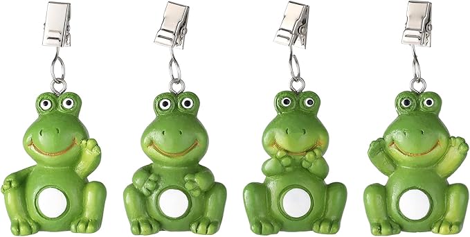 TwoFish Home Set of 4 Frog Resin Tablecloth Weights Clips Handicraft Frog Tablecloth Clamps Pack of 4