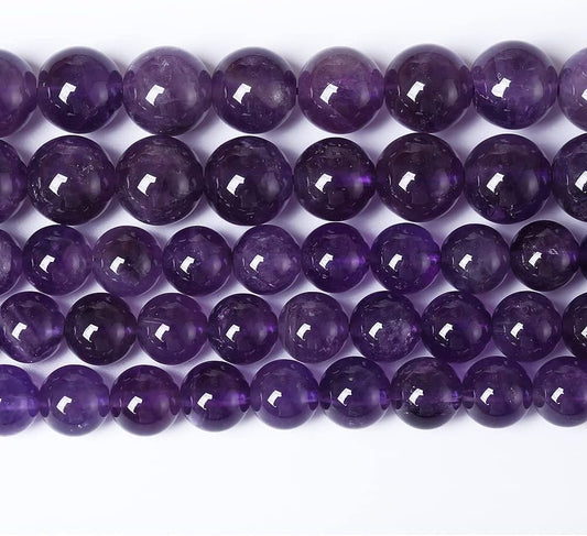90PCS 8mm Natural Amethyst AAAAA Purple Crystal Quartz Beads Gemstones Round Stone Beads for Jewelry Making DIY Bracelet Necklace 2 Strand 32"