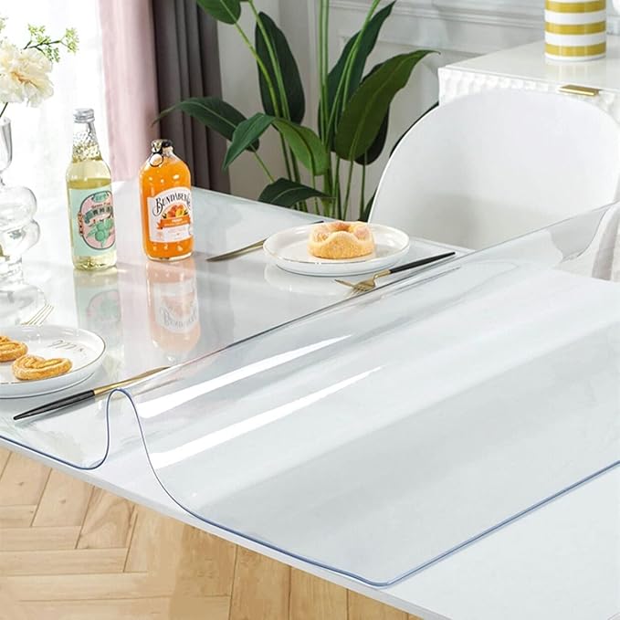Clear Table Protector 29 x 59 Inch, 1.5mm Thick Plastic Table Cover, Waterproof PVC Clear Table Cover Protector, Desk Protector Mat, Writing Desk Pad for Desktop, Coffee & Dining Room Table
