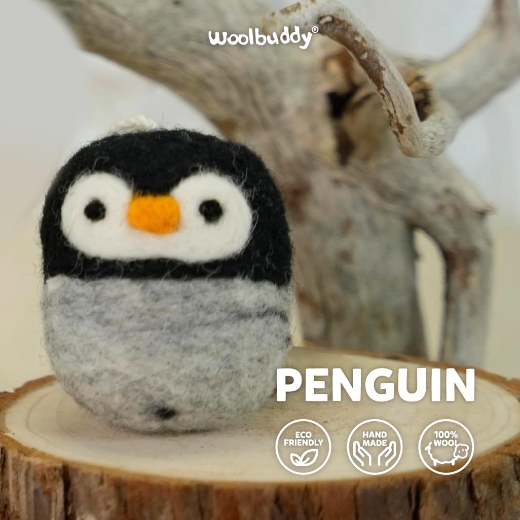 Woolbuddy Needle Felting Kit for Beginners Adults, Penguin Sea Animal Project, Includes Supplies, Two Needles, and Clear Instructions for Creative Crafts