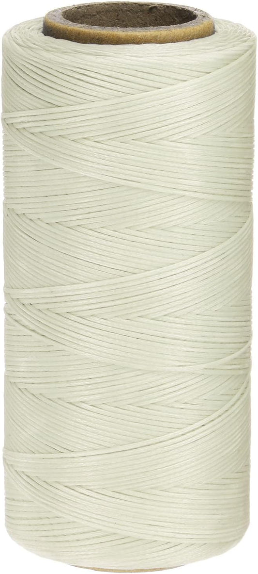 uxcell 150D 0.8mm Flat Waxed Thread 284 Yards Polyester Leather Sewing Waxed String Hand Stitching Waxed Cord for Leather Stitching Sewing Bookbinding DIY Craft Creamy White