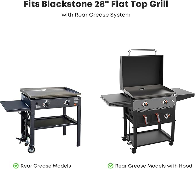 Stanbroil 28 Inch Flat Top Griddle Replacement Top for Blackstone 28" 2-Burner Gas Grill Cooking Station, Ceramic Coated Steel Griddle Top Replacement with Rear Grease System, Black