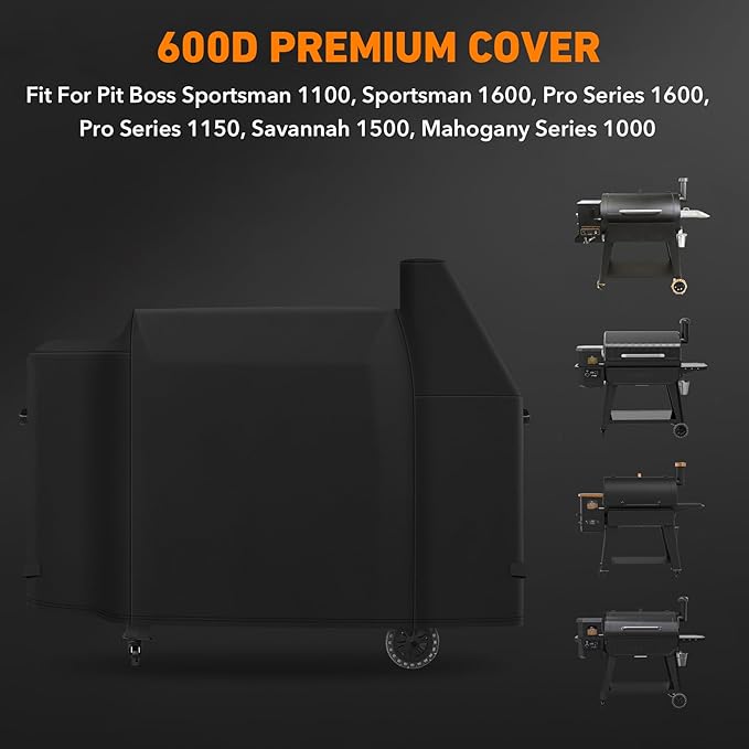 Heavy Duty 600D Polyester Cover Compatible with Pit Boss Savannah Onyx Edition,Pit Boss Sportsman 1100, Sportsman 1600, Pro Series 1600, Pro Series 1150,Mahogany Series 1000 Wood Pellet Grill