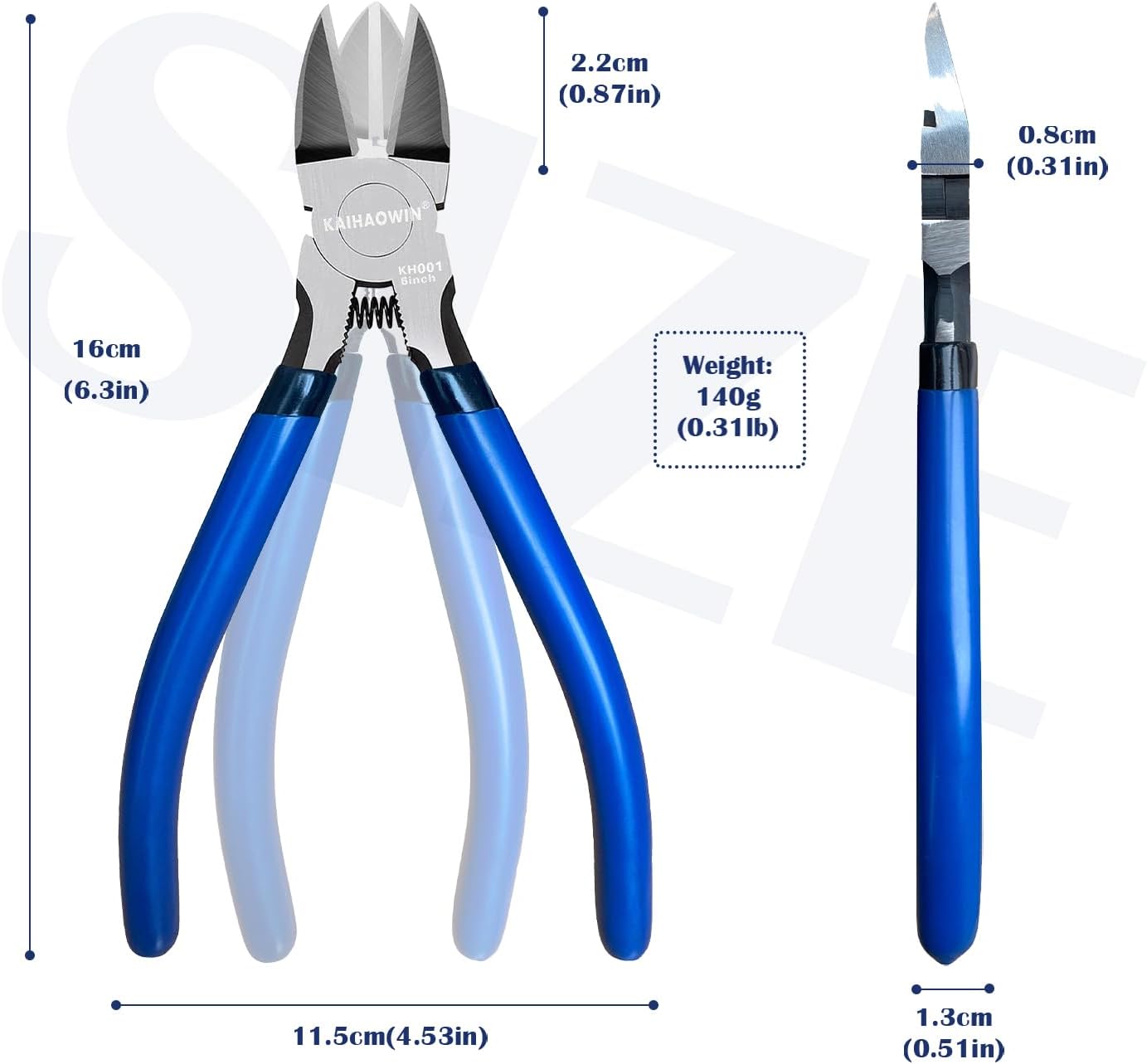 Wire Cutters 5 Pack, 6.5 inch,KAIHAOWIN Flush Cutters Diagonal Cutters Side Cutters Precision Ultra Sharp Spring Loaded Wire Snips Clippers Dikes Cutting Pliers Small for Crafting Jewelry Making,Blue