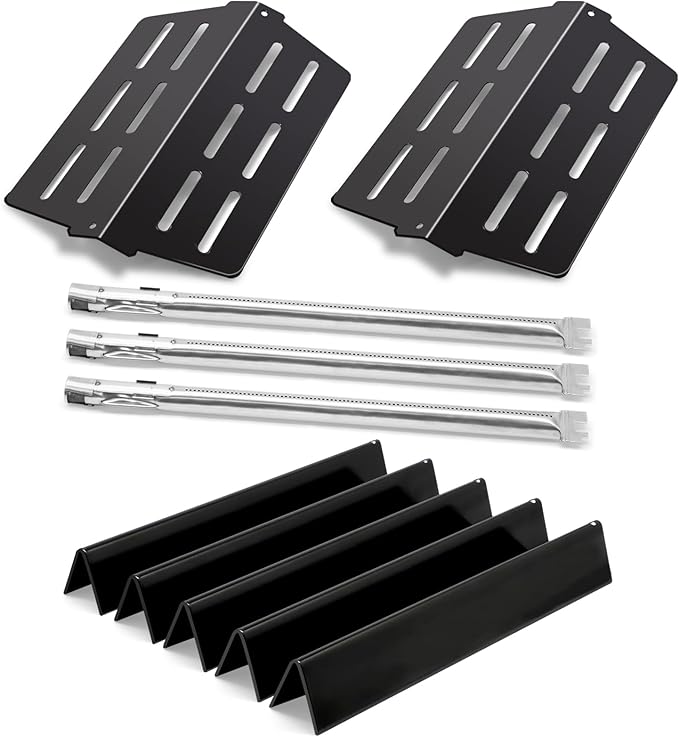 Grill Parts for Weber Genesis 300 Series Grills with Front Control Knob, Genesis E310 E320 E330 S310 S320 S330, 7620 Flavorizer Bars 65505 Heat Deflectors and 62752 Burner Tubes