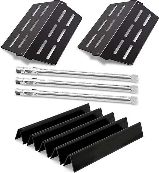 Grill Parts for Weber Genesis 300 Series Grills with Front Control Knob, Genesis E310 E320 E330 S310 S320 S330, 7620 Flavorizer Bars 65505 Heat Deflectors and 62752 Burner Tubes