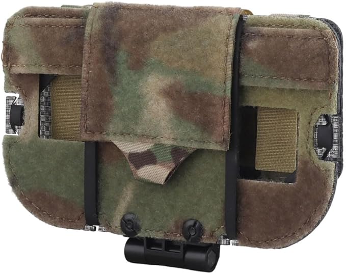 Let Me Be Airsoft Plate Carrier Molle Phone Carrier Outdoor Lightweight Navigation Board，Wide Angle Foldable Phone Holder Chest Rig Hovering Mount Tactical Vest Accessory (Camouflage)