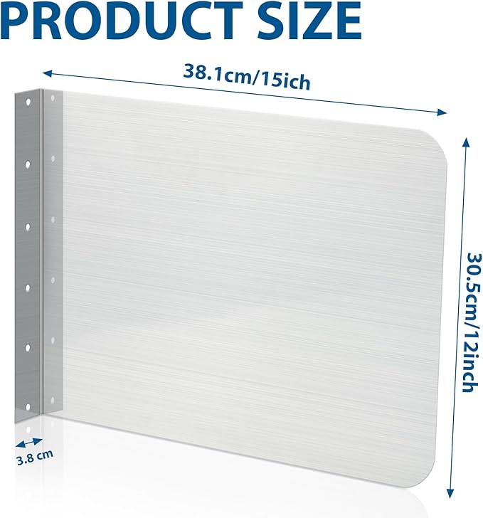 Therwen 2 Pcs Stainless Steel Side Splash Guard for Kitchen Sink 15 x 12 Inch Wall Mount Guard with Screws Commercial Restaurant Bar Hand Wash Sink and Compartment Prep Splash Protector Supply