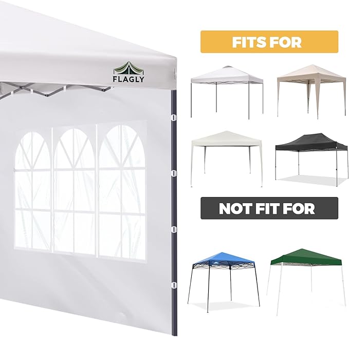 10x10 Pop Up Canopy Sidewall - 1 PC 300D Waterproof Attachable Tent Wall, Privacy Shade for Outdoor Events, Vendor Booths (Tent Not Include, with PVC Church Window)