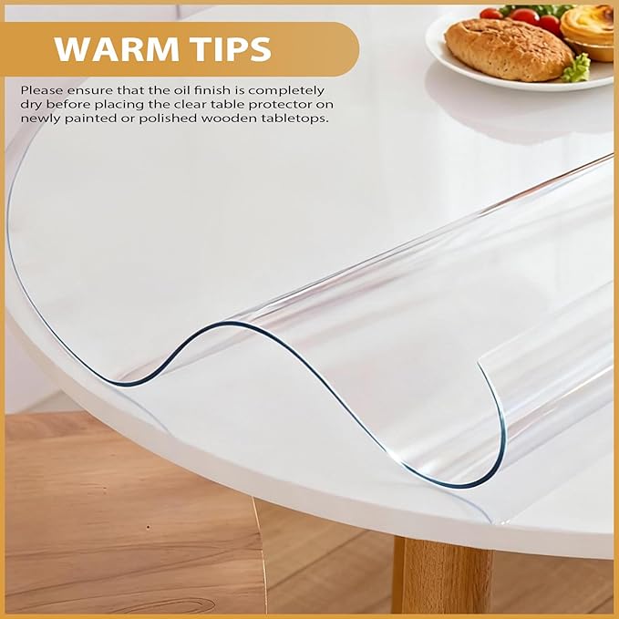 Round Clear Table Cover Protector 42 Inch - 2mm Thick Waterproof PVC Furniture Protective Pad for Dining Room Tabletop