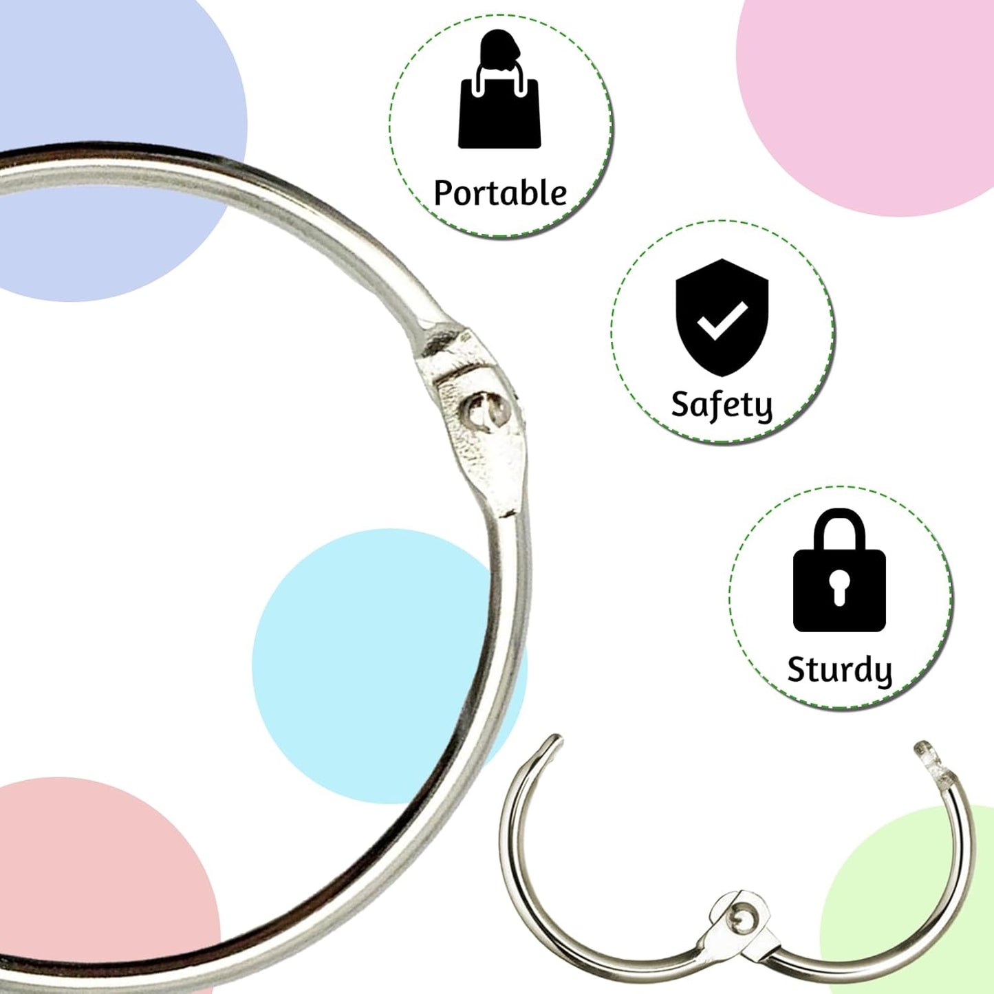 OWLKELA Binder Rings 1 Inch (50 Pack), Loose Leaf Binder Ring, Metal Book Rings, Rings for Flash Cards, Flash Card Rings, Index Card Rings, Clip Rings, Nickel Plated Steel Binder Rings, Key Rings