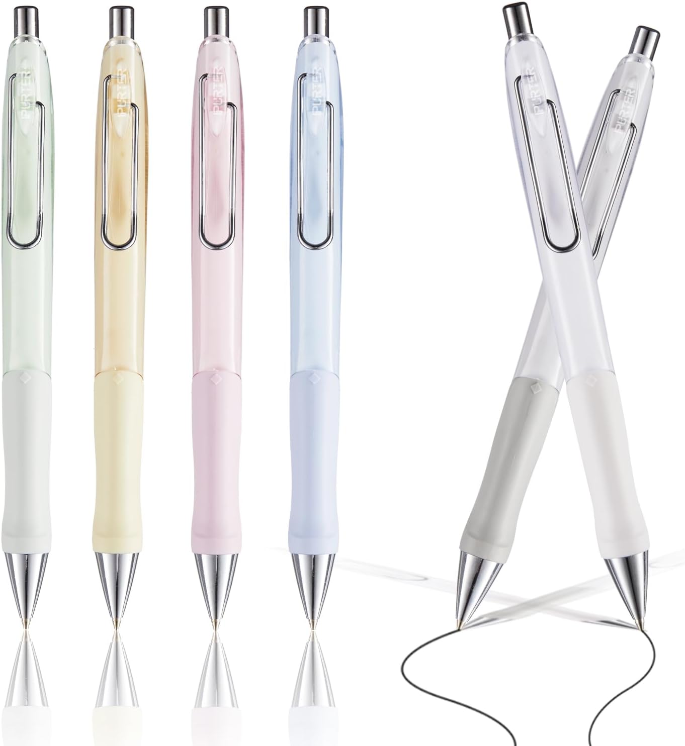 6-Pack 0.7mm Mechanical Pencils with Macaron Colors, Built-In Eraser, Copper Tip, Easy-Load Lead, Metal Clip, Soft Grip, for School, Office, Sketching, Drafting