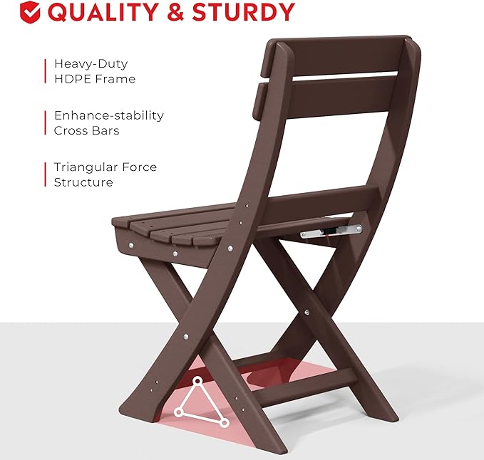 Costaelm Paradise 3-Piece Outdoor HDPE Folding Patio Bistro Table and Chairs, Dark Brown