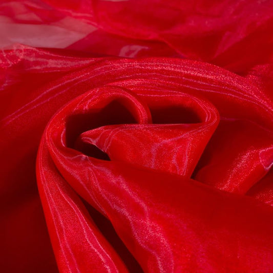 Fynite Red Organza Fabric by The Yard | 1 Yard Long | 44" Wide | Bridal Soft Sheer Organza Tulle for DIY Wedding Dress Fashion Craft Decorations