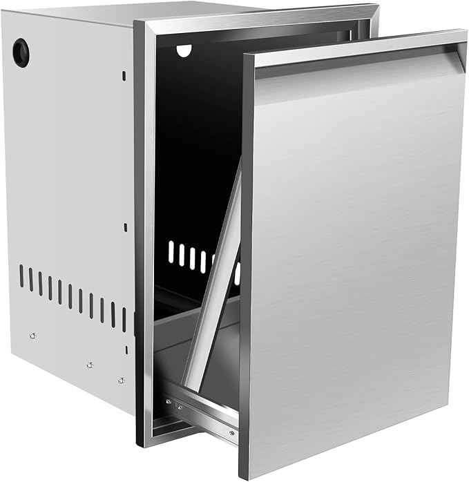Outdoor Kitchen Stainless Steel Triple Access BBQ Drawers With Handle For BBQ Island Patio Grill Station,Trash Drawer