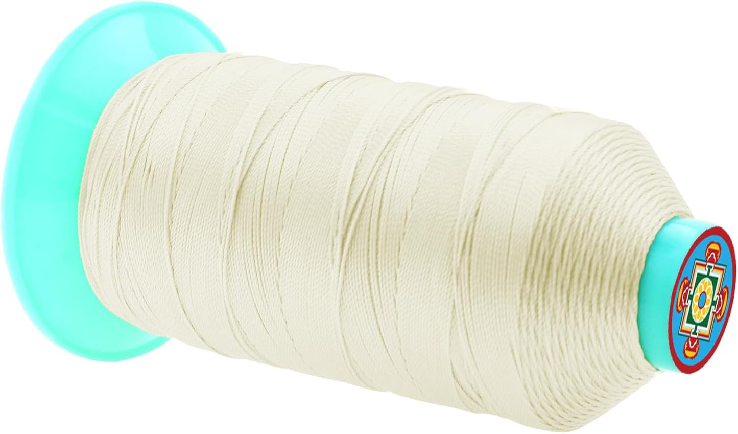 Mandala Crafts Size 207 630D T210 Bonded Nylon Thread Ivory Heavy Duty Sewing Threads - 800 YDs Tex 210 Thread for Leather, Jeans, Weaving, Outdoor Marine Upholstery Threads