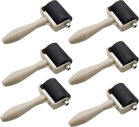 HRJZF 6 Pack Rubber Brayer Roller for Printmaking,Anti Skid Tape Construction Tools, Print,Great for Gluing Application Also,Ink and Stamping Tools 1.4 Inch