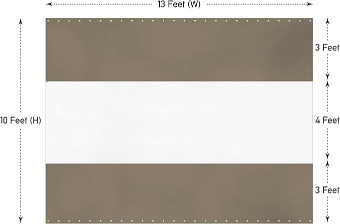 Covers & all Outdoor Clear Panel Curtain, 12 oz Vinyl Outdor Curtains for Patio, Waterproof & Weather Resistant Tarp with Brass Grommets for Pergola, Porch, Gazebos, Balcony (10'H x 13'W Feet, Beige)