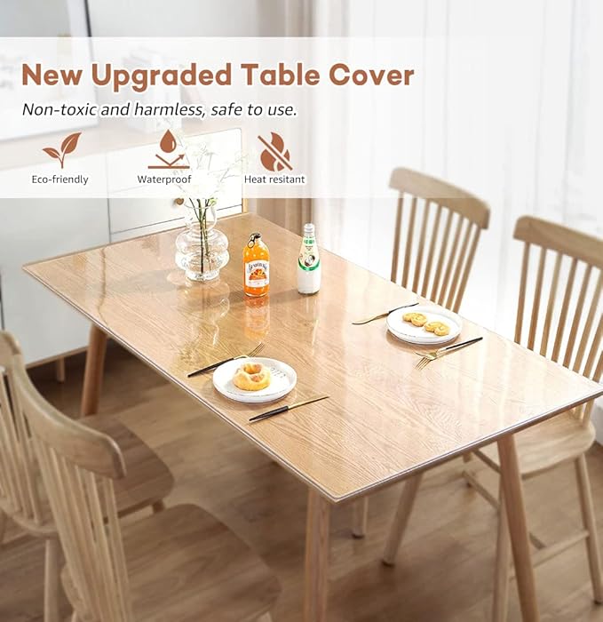 RostiKong 12x48 Inch Small Office Desk Protector Plastic 4ft Clear Table Protector Waterproof PVC Coffee Table Pad Cover for Dining Room Table Night Stand End Coffee Table Rectangular Vinyl Tablecloth