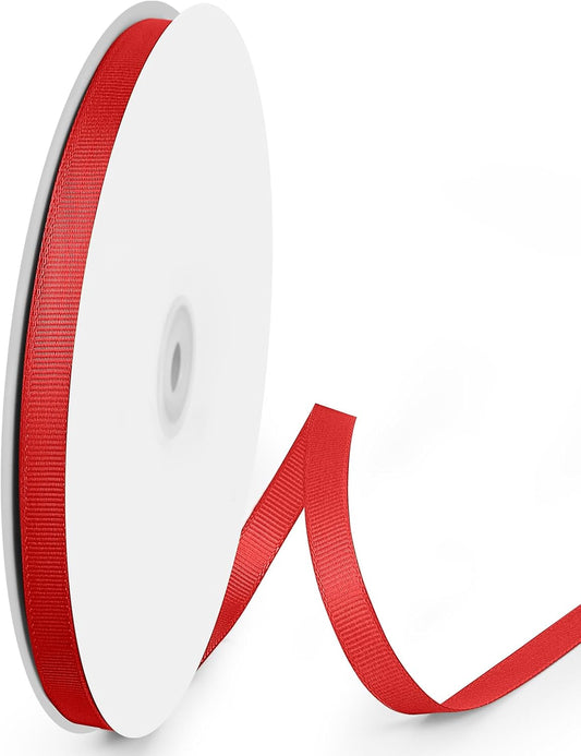 100 Yards 3/8 inch Grosgrain Ribbon, Solid Color Fabric Ribbon Perfect for Gift Wrapping, Wedding, Handmade Bows, Floral Bouquets and Party Decoration(red)