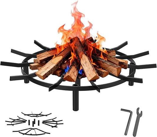 Fire Pit Grate & Fireplace Grate, Heavy Duty Heat Resistant Campfire Grill for Campfires and Outdoor fire pits(Black, 21 in)