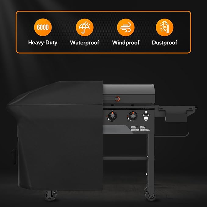 Heavy Duty 600D Polyester Cover compatible with Blackstone 36 inches 5482 Griddle Cooking Station with Hood,also compatible with Blackstone 28 inch XL,Outdoor Flat Top Gas Grill Cover with Straps