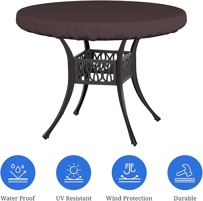 Covers & All Round Table Top Cover, 12 Oz Waterproof UV & Weather Resistant Patio Table Cover, Outdoor Table Cover for Patio Outdoor Furniture & Coffee Table (41" Dia x 4" H Inches, Coffee)