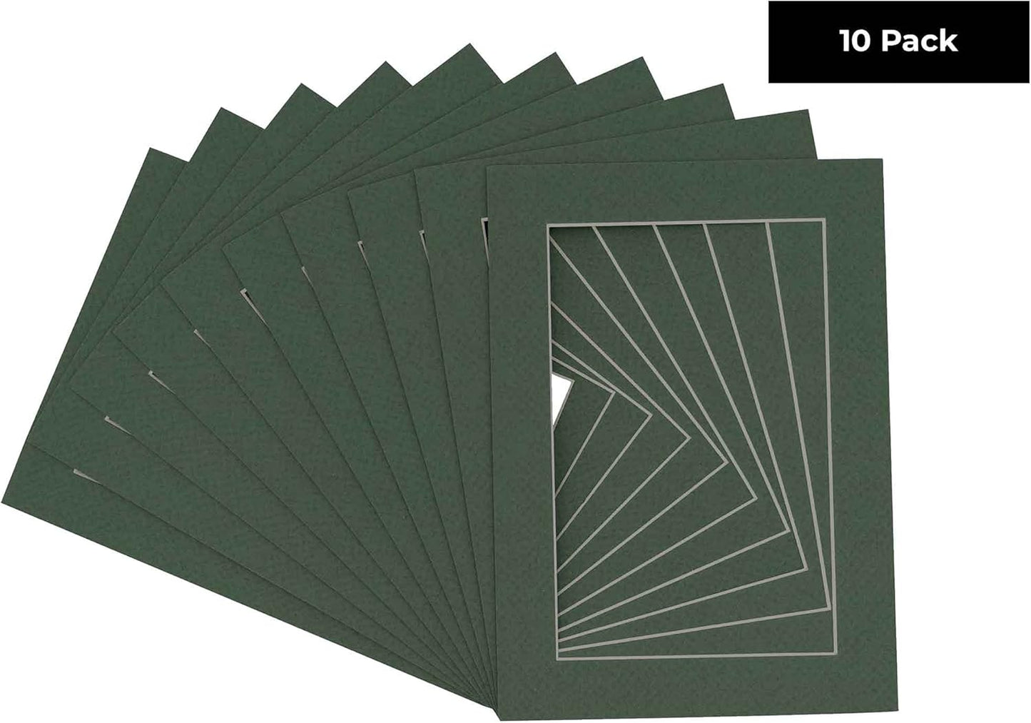 11x14 Mat for 8.5x11 Photo - Precut Hunter Green Picture Matboard for Frames Measuring 11 x 14 Inches - Bevel Cut Matte to Display Art Measuring 8.5 x 11 Inches - Acid Free Pack of TEN MATS
