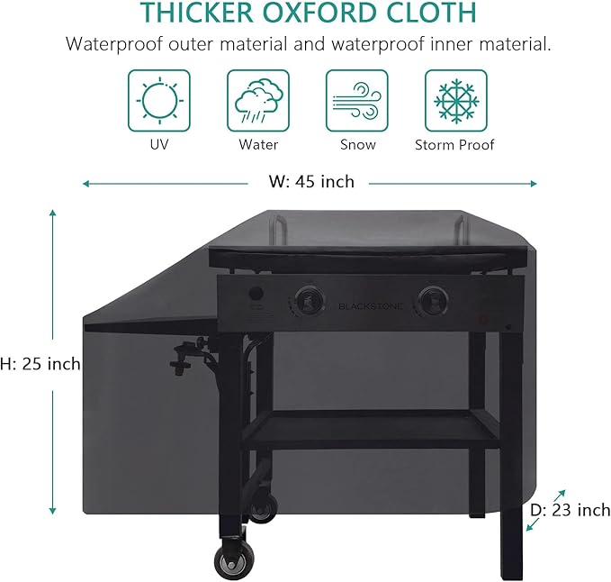 5003 Hard Cover for Blackstone 28" Griddle, and 1529 Heavy Duty Grill Cover for Blackstone 28" Griddle, Black