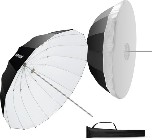 NEEWER 65"/165cm Parabolic Reflective Umbrella Photography with White Inner, Soft Lighting with Diffuser Cover, Bag, Quick Fold for Camera Photo Studio Video Light Shooting Monolight Flash, NS3U