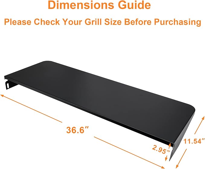 Utheer Folding Front Shelf for Traeger Pro 34, Century 885, Texas Elite 34 Pellet Grills, BAC363 Grill Accessory 37" x 12", Heavy-Duty Steel Table Supports 60 LBS, Foldable Prep & Storage Station