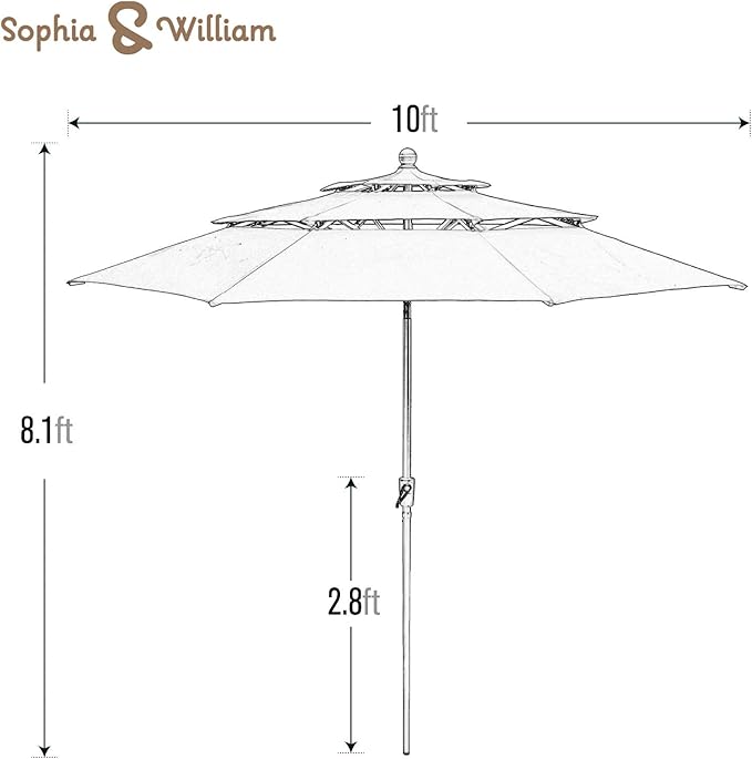 Sophia & William Patio 6 Pieces Dining Set with 4 PE Rattan Chairs, 1 Square Metal Table and 1 10ft 3 Tier Auto-tilt Umbrella Navy, Modern Outdoor Dining Set for Poolside, Porch, Patio, Balcony