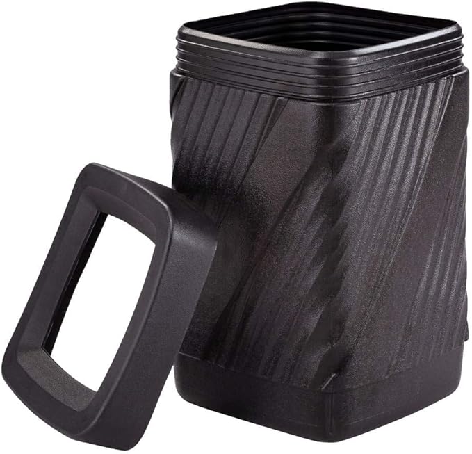 Safco 9372BL Twist Indoor Outdoor Open Top Plastic Trash Can, 32-Gallons, Touch-Free Disposal, Weather-Resistant, Ideal for Busy Environments, Black, 18.875"D x 18.875"W x 30"H