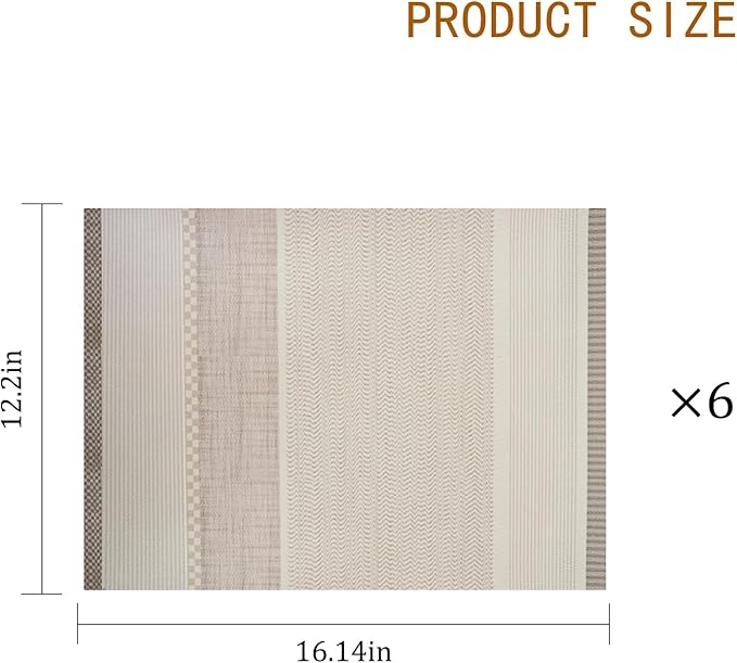 Placemats Set of 6,Faux Leather Placemats,Waterproof - Wipe Clean - Heat Resistant Anti-Slip placemats,Suitable for Indoor - Outdoor - Parties 16.14’’×12.2’’